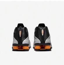 NIKE Shox R4 Men's Black White Orange Retro Tech Sneakers | Bright Orange Shox Four-Pillar Y2K Futuristic Street Style HQ1988-003 - Silver - View 4