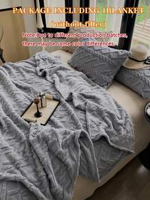 1件米色塔夫綢捲邊柔軟親膚舒適床毯，適用於臥室與客房 - 淺灰色 - 查看 9