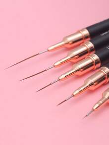 Random 1/3/5pcs Black Metal Handle Nail Art Liner Brush - Black - View 5