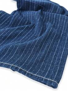 LIYS Men's Blue Wash Pinstripe Striped Wide Leg Jacquard Jeans - Blue - View 8