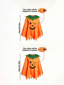 Halloween Pumpkin Print Parent-Child Cape Set, Green Jagged Collar, Holiday Party Costume - Multicolor - View 10