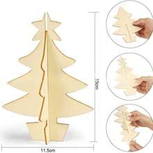 35PCS Christmas Tree Set, Wooden 3D Christmas Tree DIY Craft Kit, Natural Wood Blank Pieces, Holiday Hand-Painted Coloring Material Pack, Creative Decoration, Homemade Desktop Holiday Ornament, Christmas Decoration, Home Decor, Christmas Party DIY Handmade - Multicolor - View 10