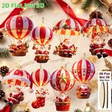 2D Flat, 8 Hot Air Balloon Santa Claus Design Pattern Holiday Pendant, - Perfect Holiday Gift Decoration For Home & Garden, Suitable For Tree, Home, Party & Holiday Gifts - Festive Atmosphere Decoration | Christmas Tree Decoration | - Christmas Tree Decorations - View 8