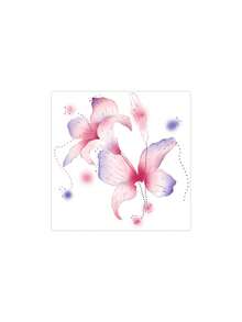 1 Sheet Pink Purple Watercolor Lily Flower Temporary Tattoo Stickers, Soft Gradient Floral With Dot Trail & Ink Splatter Fake Tattoos, Waterproof Aesthetic Body Art For Shoulder Back - Multicolor - View 5