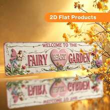 2D Flat Vintage Sign "Welcome To Fairy Heart Garden" Rustic Wall Decor, Suitable For Home Farmhouse Cafe Garage Patio Bedroom Porch And Garden, Durable And Easy To Install, Multi-Purpose English Yard (Random Style) - A - View 1