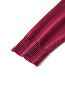 Sweater Rajut Pria Kasual Nyaman Motif Kotak-kotak Burgundy Gelap, Lengan Panjang Longgar - Burgundy - View 5