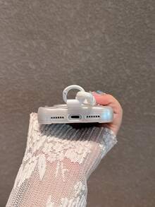 Elegant Pearl White 3D Wavy Wrist Strap Phone Case Compatible With IPhone 18 Pro Max/18 Pro/18/17 Pro Max/17 Pro/17/16 Pro Max/16/16 Pro/16 Plus/15/15 Pro Max/15 Pro/15 Plus/11/12/13/14 Pro Max/12 Pro/12 Pro Max/13 Pro/13 Pro Max/7 Plus/14 Pro/14 Pro Max/14 Plus, Luxury Design Style High-End Feel, Niche Luxury Goddess Style Full Coverage Anti-Drop Soft Shell, Precise Cutouts Fit Phone Body - Pearl White - View 7