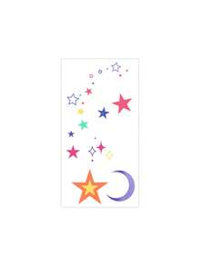 1 Sheet Colorful Star & Crescent Moon Temporary Tattoo Stickers, Hand Drawn Multi-Color Stars With Tiny Dots Fake Tattoos, Waterproof Dreamy Body Art For Upper Arm Forearm - Multicolor - View 4