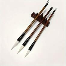 3pcs Calligraphy Brushes Beginner Set, Small Medium Large, Moderate Softness With Excellent Elasticity, No Splitting And Low Shedding, Even Ink Flow And Smooth Ink Storage, Suitable For Calligraphy Practice, Painting Creation, Regular Script And Running Script Practice, Comfortable Wooden Handle, Calligraphy And Painting Training - A - View 4