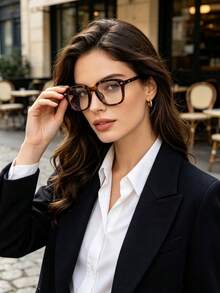 1 Pair Fashion Men's Vintage Square Frame Glasses, Women's Office Work Glasses, Phone Computer Glasses, Main Image Does Not Include Glasses Case. - Clear - View 5