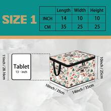 1pc 2DFat. Thickened Foldable Zipper Storage Box, Light Pink Gentle Snowman Christmas Full Print Design, Can Store Clothes, Bedding, Nail Tools, Holiday Sundries, Fits Under Bed, Suitable For Book Organization, Car Trunk Storage, Cosmetics, Hair Styling Tools, Office, Home Organization, Blankets, Daily Small Items Large Capacity Storage, Wardrobe Placement And Moving Packing, Zipper Closure Secure Reinforced Handle Durable - Multi-color - View 11