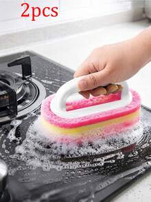 2pcs Heavy Duty Sponge Brushes, Multi-Purpose Cleaning Tools, Removes Grease And Stains From Bathtub, Tile, Stove, Glass, Kitchen, Bathroom And Floor, Durable Household Cleaning Accessories, Suitable For Apartment And Daily Use - Multi-color - View 12