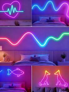 1-5m LED Neon Light Strip, RGB Light Strip With 3-Color Remote Control, Multi-Color Adjustable, Waterproof, Suitable For Bedroom, Indoor And Outdoor Decoration Scenes - Multicolor - View 6