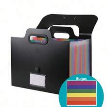 A4 3-Side Sealed Accordion File Folder, Standing Portable Storage Handbag, 13-Pocket Colorful Exam Paper Organizer, Large Capacity Classification Folder For Office And Study - Multicolor - View 9