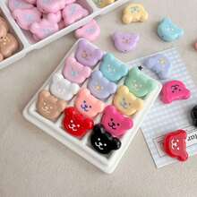 Solid Color Dripping Oil Smiling Face Acrylic Bear Head Pendant DIY Handmade Keychain Bag Hanging Accessories Gift Matching - Multicolor - View 7