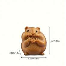 1pc Handcrafted Sandalwood Carved Hamster Statue - Cute And Detailed Small Wooden Decor Piece, Suitable For Home And Office, Great Gift Item - Multicolor - View 10