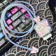 Y2K Kawaii Butterfly Charging Cable & Adapter Set, Pink Pearl Rhinestone Phone Cord With Clips, Aesthetic Sweet Phone Accessories - Multicolor - View 5
