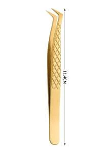 1pc Precision Fiber Tip Tweezers, For Eyelash Extensions, Diamond Texture Non-Slip Premium Gold Stainless Steel - Gold - View 11