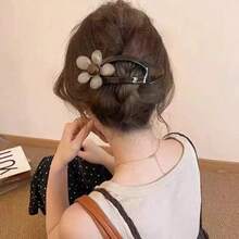 Large Flower Alligator Hair Clip For Women, Comfortable Non-Snagging Back Of Head Hair Accessory, Elegant New Style Straight Claw Clip - Multicolor - View 4