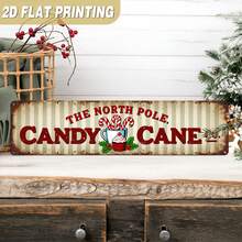 2D Flat, 1pc Vintage Candy Cane Metal Sign - Large Vintage Christmas Wall Decor With Candy Cane Stripes, Durable Iron Material, Suitable For Home, Bar, Store - North Pole Theme Holiday Decoration And Gift Idea (Random Style) - A - View 8