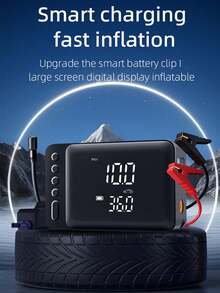 YAIUZGOO 6000A 12V Car Jump Starter With Air Compressor, 140 PSI Portable Tire Inflator & Battery Booster, Digital Display, LED Light, USB Power Bank, Emergency Starter For Cars, SUVs & Trucks - Wireless - View 2