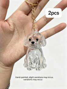 1/2pcs Pet Hair Memorial Keychain, Cute Sitting Dog Breed Memorial Pendant, Pet Hair Storage Box, Dog Lover Memorial Gift, Bag & Key Charm - Multicolor - View 18