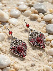 1 Pair Colorful Exaggerated Luxury Vintage Autumn/Winter Full Rhinestone Women's Long Water Drop Earrings - Palace Style - View 2