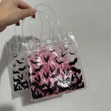 Halloween Black Bat Pattern Reusable Gift Bag With Handle, Includes Raffia, Suitable For Trick Or Treat, Birthday Party Gift Bag, Halloween Party Decoration - Multicolor - View 5