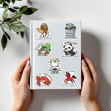 50張卡通原創趣味動物語錄塗鴉創意可愛英文文字裝飾文具盒書架貼紙 - 彩色 - 查看 9