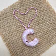 You Can Make Your Own White Diamond Letter Car Rearview Mirror Hanger. It Features A Silver Bead Chain Design, With An Elegant Shiny Cream Texture. It Can Be Easily Hung On The Car's Rearview Mirror And Is A Charming Interior Decoration For Your Car. - Letter Pendant - View 12