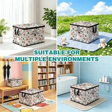 1pc 2DFat. Thickened Foldable Zipper Storage Box, Light Pink Gentle Snowman Christmas Full Print Design, Can Store Clothes, Bedding, Nail Tools, Holiday Sundries, Fits Under Bed, Suitable For Book Organization, Car Trunk Storage, Cosmetics, Hair Styling Tools, Office, Home Organization, Blankets, Daily Small Items Large Capacity Storage, Wardrobe Placement And Moving Packing, Zipper Closure Secure Reinforced Handle Durable - Multi-color - View 6