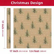 1 Roll Of Christmas Gift Wrapping Paper, Kraft Paper With Christmas Tree Pattern Design., 1 Roll Size: 43 Cm X 300 Cm,Perfect For Christmas Gift Wrapping,Decorating For Christmas Parties,Home Festive Decoration,DIY Craft,Festive Favour Wrapping - A - View 9