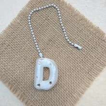 You Can Make Your Own White Diamond Letter Car Rearview Mirror Hanger. It Features A Silver Bead Chain Design, With An Elegant Shiny Cream Texture. It Can Be Easily Hung On The Car's Rearview Mirror And Is A Charming Interior Decoration For Your Car. - Letter Pendant - View 9