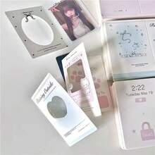 60pcs K-Pop Photo Foldable Card Backs – 3-Inch DIY Packaging Materials Featuring Cute Designs, Heart And Star Patterns; Perfect For Fan Letters, Gifts, And K-Pop Merchandise | Cute Card Designs | Durable Paper - Sets - View 1
