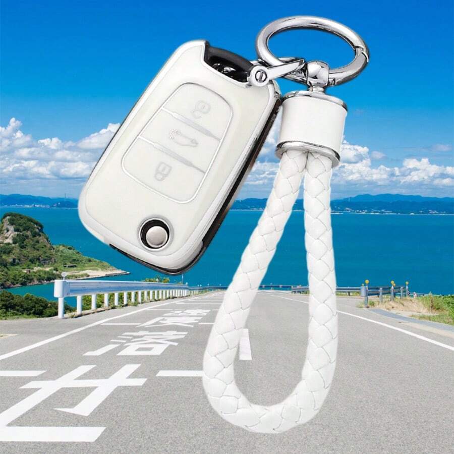 Car Key Fob Cover With Keychain, For HYUNDA I10 I20 Ix20 I30 Ix35, For KIA Ceed Soul Sportage Venga 3 Button Remote Key Prevents Wear Protector Case, Easy Install Thin Slim Snug Fit Durable Soft TPU Key Shell & Keychain - Modern Style C - View 1