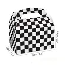 6/12pcs Black & White Checkered Gift Boxes, Racing Theme Party Snack Boxes, Party Favor Boxes, DIY Gift Bags, Triangle Snack Boxes With Handles, Suitable For Birthday Party Decoration, Halloween, Christmas Decoration - Black and White Plaid Gift Box - View 4