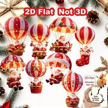 2D Flat, 8 Hot Air Balloon Santa Claus Design Pattern Holiday Pendant, - Perfect Holiday Gift Decoration For Home & Garden, Suitable For Tree, Home, Party & Holiday Gifts - Festive Atmosphere Decoration | Christmas Tree Decoration | - Christmas Tree Decorations - View 6