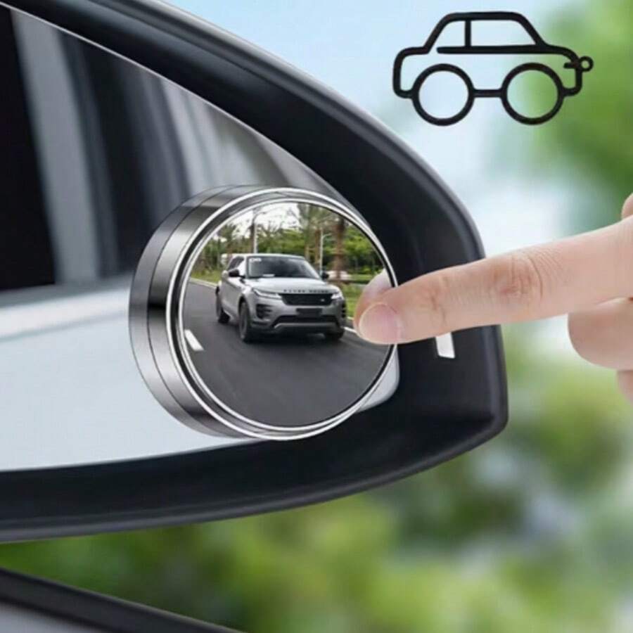 2pcs Round Car 360° Ultra Clear Blind Spot Mirrors, High Definition Anti-Glare Auxiliary, Parking Assistance, Anti-Glare Coating, Scratch-Resistant Surface, Side Rearview Mirror Accessories, Wide Angle Mirror, Safety Awareness Accessories