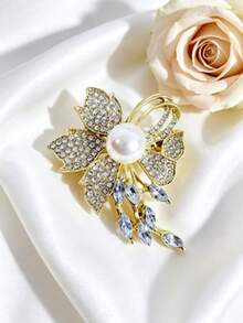 1pc Exquisite Floral Pearl Decorated Brooch, Elegant Luxury Fashion Women's Lapel Pin, Suitable For Wedding, Banquet, Daily Wear, Party Fashion Decorative Accessory - Multicolor - View 6