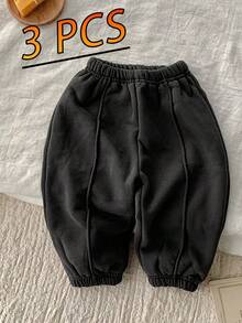 3pcs/Set Baby Pants Autumn/Winter Korean Style Infant Sports Pants Casual Versatile Sweatpants Elastic Waist Spring/Autumn - Multicolor - View 5