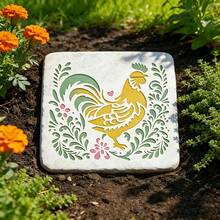 4pcs Rooster And Hen Painting Stencils, Washable And Reusable Country Farm Style Floral Chicken Templates, Suitable For DIY Crafts, Wall, Fabric, Graffiti - A - View 5