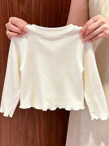 2pcs/Set Girls Long Sleeve T-Shirt, Spring/Autumn New Style Elegant Children's Top, Baby Princess Clothes, Autumn Base Layer - Multicolor - View 6