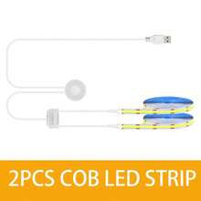 Hand Wave Activated COB LED Cabinet Lights, USB Powered, One Sensor Controls Multiple Light Strips, 2 Color Temperatures Flexible Cuttable LED Strips For Display Showcase, Wardrobe - White - View 11