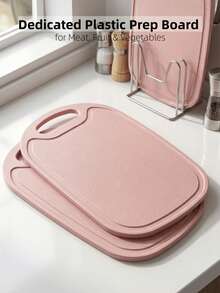 1pc/2pcs Plastic Cutting Board, 2 Colors Available, Double-Sided Use, Separate Raw And Cooked Food To Avoid Cross-Contamination, Non-Slip Design, No Slipping When Cutting, Hanging Hole Design, Lightweight And Space-Saving, Suitable For Kitchen Prep And Outdoor Camping, Essential Kitchen Accessory. - View 3