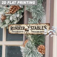 2D Flat Vintage Reindeer Barn Metal Sign - Rustic Farmhouse Wall Art Decor, 3.94X15.75 Inches, Christmas Decorative Plaque, Suitable For Home, Kitchen, Entryway, No Electricity Required (Random Style) - A - View 7