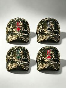 1pc Gothic Men Camo Hat King Of Spades Embroidery Baseball Cap Adjustable Design Stylish Hiking Hat Great For Parties, Hiking, And Sun Protection - Camouflage - View 8