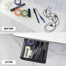 No-Drill Desk Drawer, Hidden Under-Desk Storage Drawer, Plastic Self-Adhesive Sliding Desk Drawer For Office, Vanity, Home Use - Multicolor - View 5