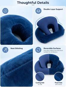 2/1pc Minimalist U-Shaped Neck Pillow, Double-Sided Design For Comfortable Head And Neck Support, Suitable For Travel, Office And Home Relaxation, Fashionable And Versatile, All-Season Use - Multicolor - View 6