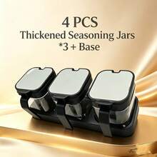 1pc Luxury Square Platinum-Tone Spice Jar With Built-In Spoon, Automatic Self-Locking Sealed Transparent Spice Storage Box, Moisture-Proof And Dust-Proof Kitchen Seasoning Organizer, Suitable For Salt, Sugar, Pepper, Spices And Other Daily Cooking Use - Multicolor - View 10