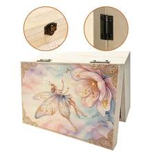 1pc Handmade Wooden Storage Box With Watercolor Fairy Illustration, Gift Storage Box, Small Jewelry Organizer, Keepsake Box For Jewelry Collection, Souvenir Storage, Desktop Organizer, Rustic Home Decor - Multicolor - View 6